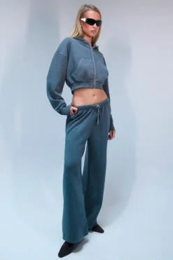 boohoo Ensemble De Jogging Zippé Effet Délavé À Croix Cloutée<Femme Survêtements|Survêtements
