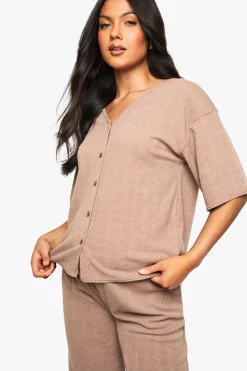 ENSEMBLE DE MATERNITÉ ASSORTI À COL EN V, BOUTONNÉ, COUPE AMPLE