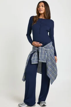 Ensemble de Maternité Cardigan Boutonné en Maille Douce & Pantalon Large