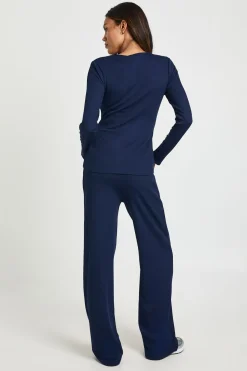 Ensemble de Maternité Cardigan Boutonné en Maille Douce & Pantalon Large