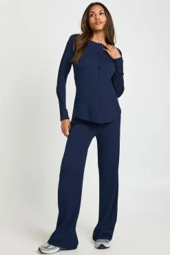 Ensemble de Maternité Cardigan Boutonné en Maille Douce & Pantalon Large