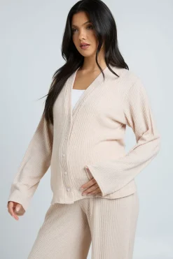 boohoo Ensemble De Maternité Cardigan Ample Et Pantalon Large En Maille Côtelée Douce<Femme Loungewear|Ensembles