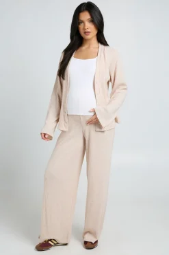 boohoo Ensemble De Maternité Cardigan Ample Et Pantalon Large En Maille Côtelée Douce<Femme Loungewear|Ensembles