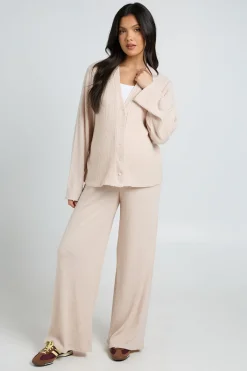 boohoo Ensemble De Maternité Cardigan Ample Et Pantalon Large En Maille Côtelée Douce<Femme Loungewear|Ensembles