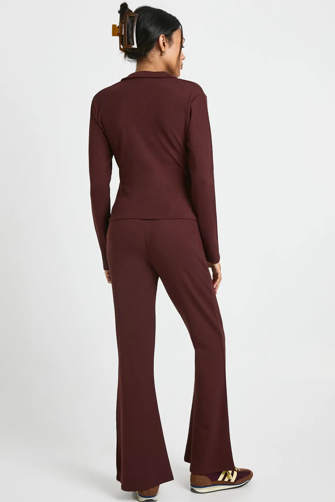 Ensemble De Maternité Côtelé Haut Cache-cœur Et Pantalon