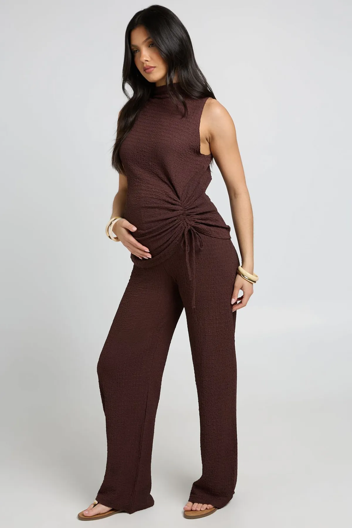 boohoo Ensemble De Maternité Haut Body Froncé Et Pantalon Large Assorti<Femme Ensembles