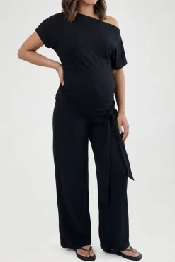 boohoo Ensemble De Maternité Haut Décolleté Épaule Dénudée & Pantalon Large À Taille Nouée<Femme Ensembles
