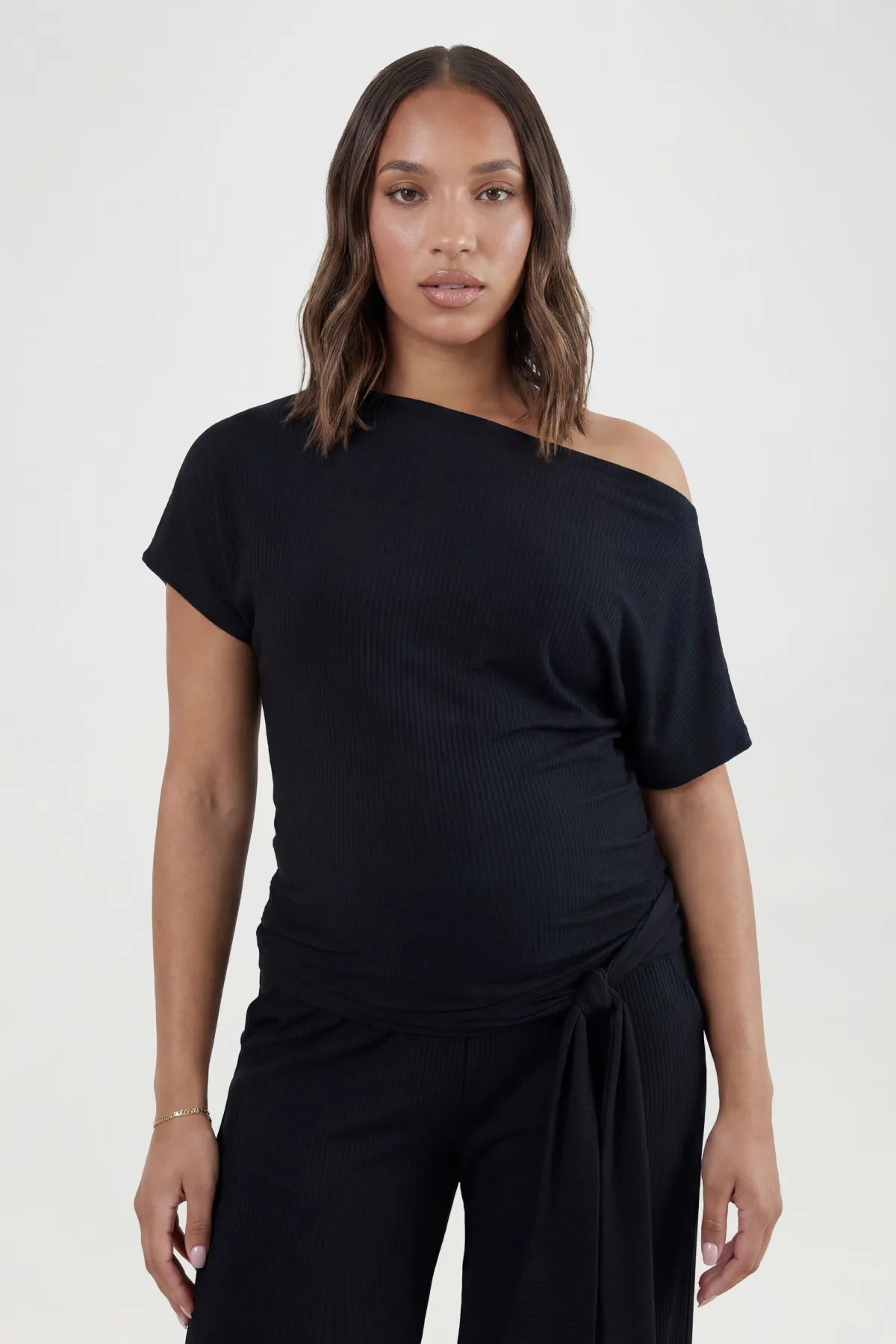 boohoo Ensemble De Maternité Haut Décolleté Épaule Dénudée & Pantalon Large À Taille Nouée<Femme Ensembles