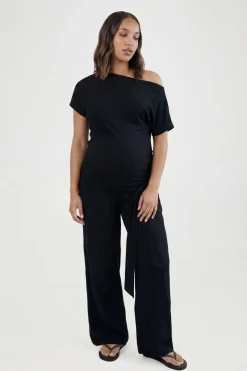 boohoo Ensemble De Maternité Haut Décolleté Épaule Dénudée & Pantalon Large À Taille Nouée<Femme Ensembles