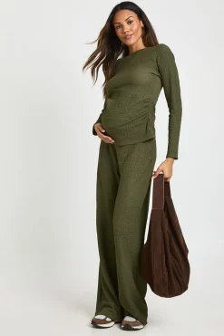 boohoo Ensemble de Maternité Top Texturé à Manches Longues & Pantalon Large à Taille Élastique<Femme Ensembles