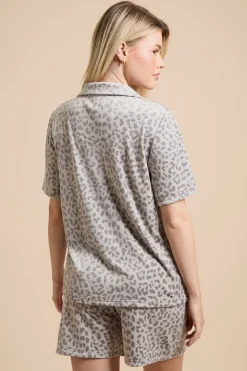 Ensemble De Nuit Court En Velours À Motif Animal
