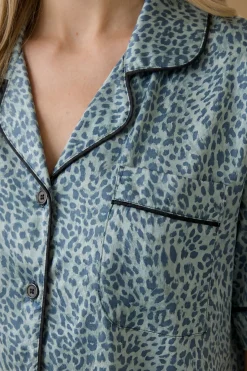 Ensemble de nuit en satin imprimé à manches courtes