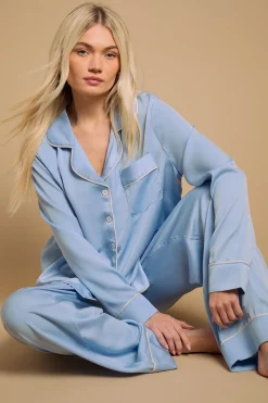 Oasis Ensemble de nuit en satin uni avec passepoil contrastant<Femme Satin Et Dentelle|Pyjamas