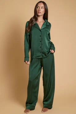 Oasis Ensemble De Nuit En Satin Uni Avec Bordure Contrastante<Femme Satin Et Dentelle|Pyjamas