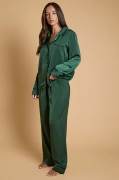 Oasis Ensemble De Nuit En Satin Uni Avec Bordure Contrastante<Femme Satin Et Dentelle|Pyjamas