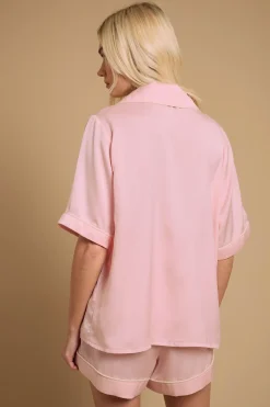 Ensemble de nuit en satin uni à manches courtes