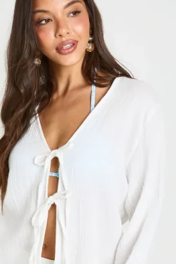 boohoo Ensemble De Plage Haut À Détail Noué Devant Et Short Coordonné<Femme Ensembles|Tenues De Plage