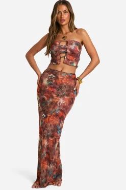 boohoo Ensemble de plage imprimé papillon<Femme Looks Chocolat|Tenues De Plage