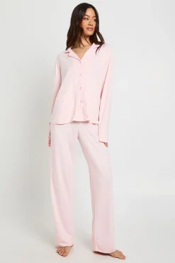 boohoo Ensemble De Pyjama Chemise Boutonnée Et Pantalon Tall En Jersey Doux<Femme Pyjamas