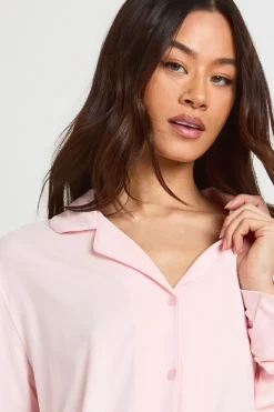 boohoo Ensemble De Pyjama Chemise Boutonnée Et Pantalon Tall En Jersey Doux<Femme Pyjamas