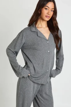 Ensemble De Pyjama Chemise À Boutons Et Pantalon En Jersey Doux Coupe Grande Taille