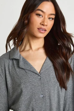 Ensemble De Pyjama Chemise À Boutons Et Pantalon En Jersey Doux Coupe Grande Taille