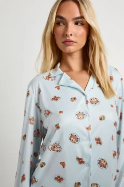 Ensemble De Pyjama Chemise Et Pantalon À Manches Longues Imprimé Petit-déjeuner