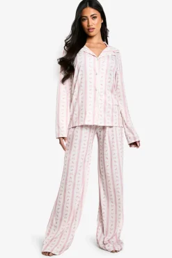 Ensemble De Pyjama Chemise À Manches Longues Et Pantalon Imprimé Nœuds