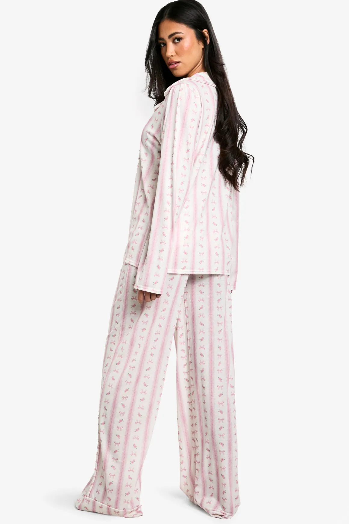 Ensemble De Pyjama Chemise À Manches Longues Et Pantalon Imprimé Nœuds