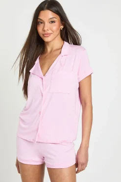 boohoo Ensemble De Pyjama Chemise À Manches Courtes Et Short En Jersey Doux<Femme Pyjamas