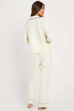 Ensemble De Pyjama Chemise À Manches Longues Et Pantalon Avec Détail Passepoilé Petite