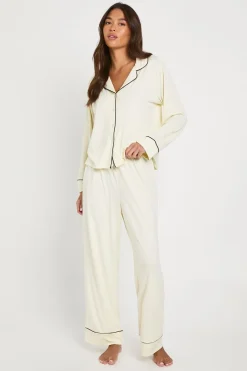Ensemble De Pyjama Chemise À Manches Longues Et Pantalon Avec Détail Passepoilé Petite