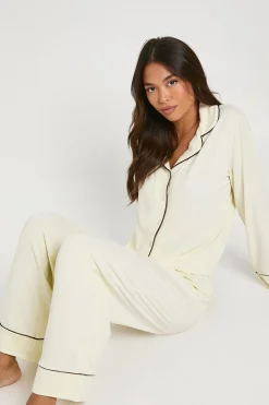 Ensemble De Pyjama Chemise À Manches Longues Et Pantalon Avec Détail Passepoilé Petite