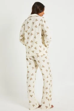 boohoo Ensemble De Pyjama Chemise À Manches Longues Et Pantalon En Mousseline Imprimé Ours Pour Grande Taille<Femme Pyjamas
