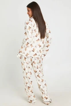 boohoo Ensemble De Pyjama Chemise À Manches Longues Et Pantalon Imprimé Ours Et Nœuds<Femme Pyjamas