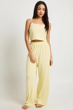 boohoo Ensemble De Pyjama Débardeur Pointelle Et Pantalon Large<Femme Pyjamas