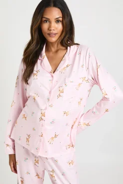 boohoo Ensemble De Pyjama De Maternité Chemise À Manches Longues Et Pantalon Imprimé Cerfs De Pâques<Femme Pyjamas