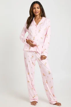boohoo Ensemble De Pyjama De Maternité Chemise À Manches Longues Et Pantalon Imprimé Cerfs De Pâques<Femme Pyjamas
