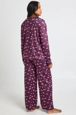 boohoo Ensemble De Pyjama De Maternité Chemise À Manches Longues Et Pantalon Imprimé Cœurs<Femme Pyjamas