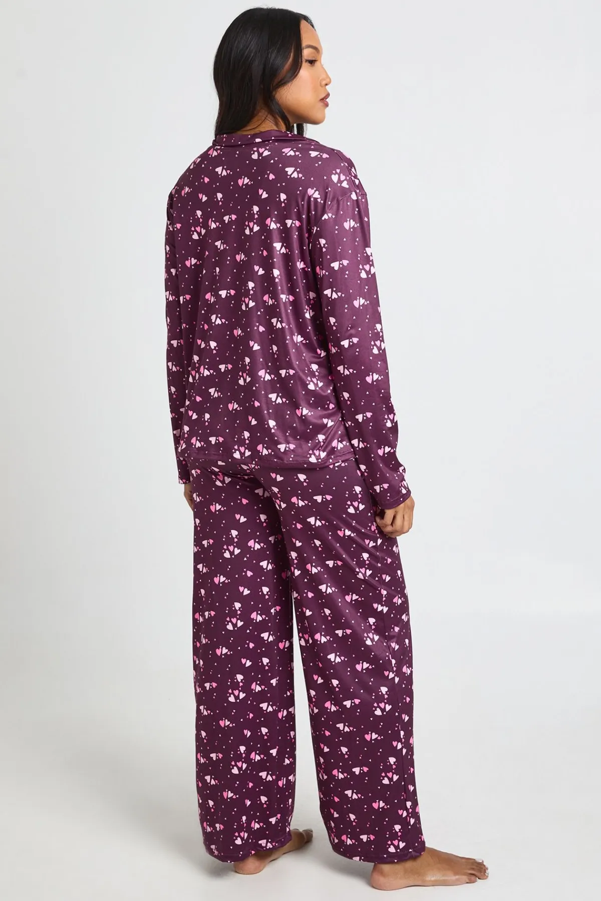 boohoo Ensemble De Pyjama De Maternité Chemise À Manches Longues Et Pantalon Imprimé Cœurs<Femme Pyjamas