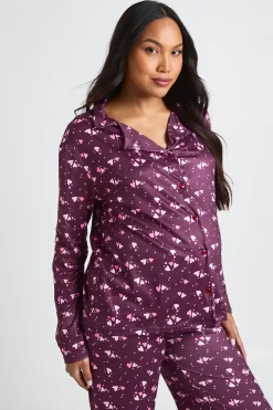 boohoo Ensemble De Pyjama De Maternité Chemise À Manches Longues Et Pantalon Imprimé Cœurs<Femme Pyjamas
