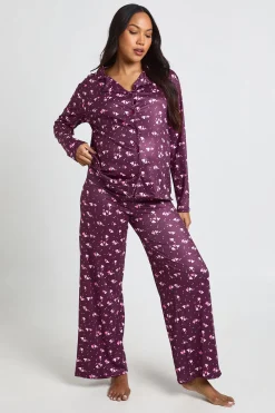 boohoo Ensemble De Pyjama De Maternité Chemise À Manches Longues Et Pantalon Imprimé Cœurs<Femme Pyjamas