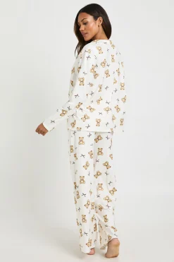 boohoo Ensemble De Pyjama De Maternité Chemise À Manches Longues Et Pantalon Imprimé Oursons Et Nœuds<Femme Pyjamas