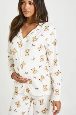 boohoo Ensemble De Pyjama De Maternité Chemise À Manches Longues Et Pantalon Imprimé Oursons Et Nœuds<Femme Pyjamas
