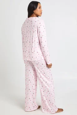 boohoo Ensemble De Pyjama De Maternité À Manches Longues Avec Imprimé Nœuds Et Cœurs - Haut Chemise Et Pantalon<Femme Pyjamas