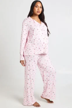 boohoo Ensemble De Pyjama De Maternité À Manches Longues Avec Imprimé Nœuds Et Cœurs - Haut Chemise Et Pantalon<Femme Pyjamas
