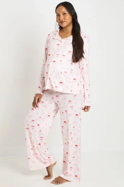 boohoo Ensemble De Pyjama De Maternité À Manches Longues Et Pantalon Motif Croissant Et Confiture<Femme Pyjamas