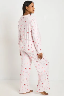 boohoo Ensemble De Pyjama De Maternité À Manches Longues Et Pantalon Motif Croissant Et Confiture<Femme Pyjamas