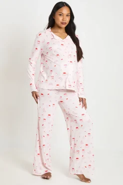 boohoo Ensemble De Pyjama De Maternité À Manches Longues Et Pantalon Motif Croissant Et Confiture<Femme Pyjamas