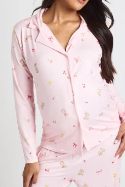 boohoo Ensemble De Pyjama De Maternité Chemise À Manches Longues Et Pantalon Imprimé Lapins Et Nœuds<Femme Pyjamas